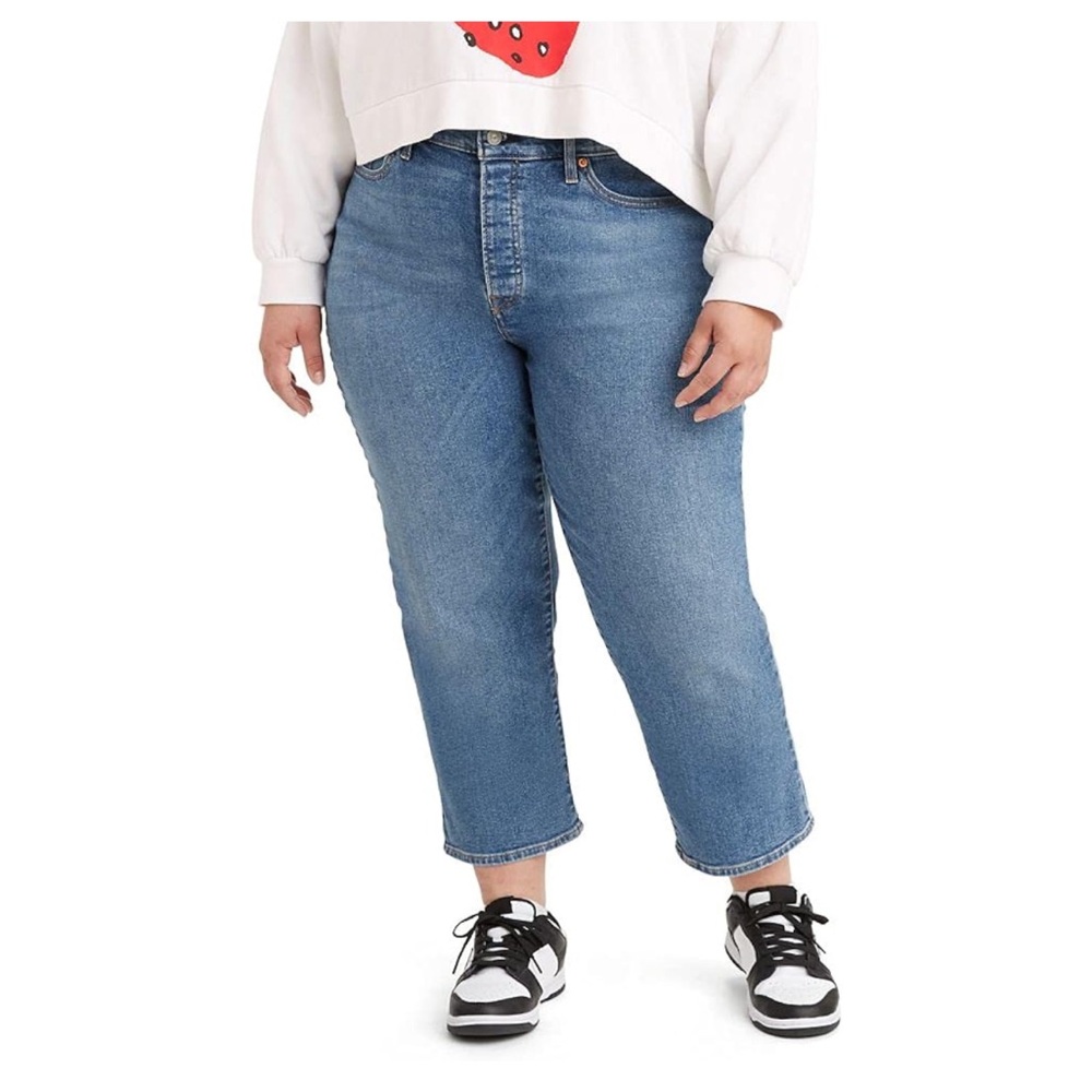Levi's Women's Blue Plus Wedgie High Rise Medium Wash Straight Leg Jeans 24W